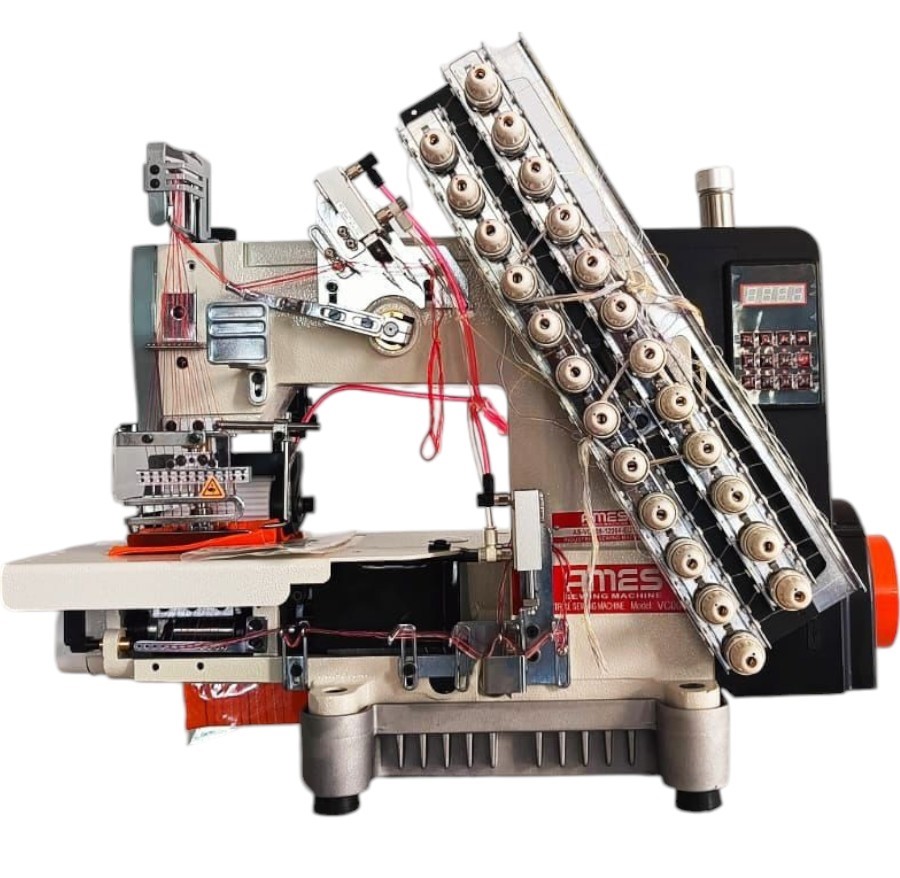 AS-VC008-12064P-EUTC Ames Burunlu 12 İğne 1/4 10 Bıçak İplik Kesmeli Elekt. Lastik (Compact Motor)