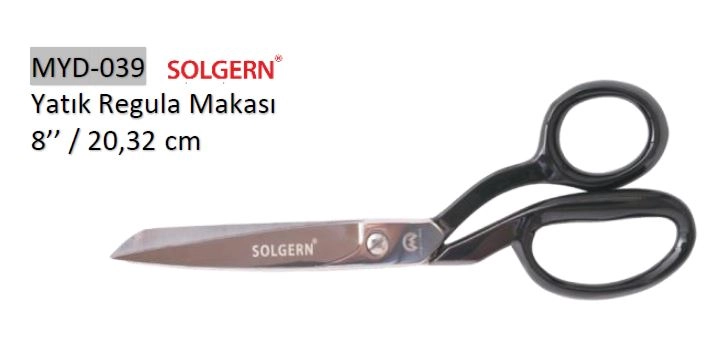 Solgern MYD-039 232-8 Siyah Saplı Yatık Regula Makası 20,32 cm No: 8