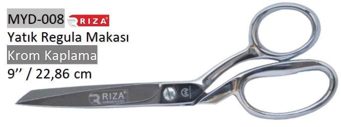 Rıza 3157-9 Krom Kaplama Yatık Regula Makası Süper Kalite No: 9 – 22,86 cm (MYD-008)