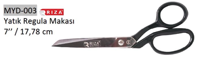 Rıza 4115-7 Siyah Saplı Yatık Regula Makası Ekstra Kalite No: 7 – 17,78 cm (MYD-003)