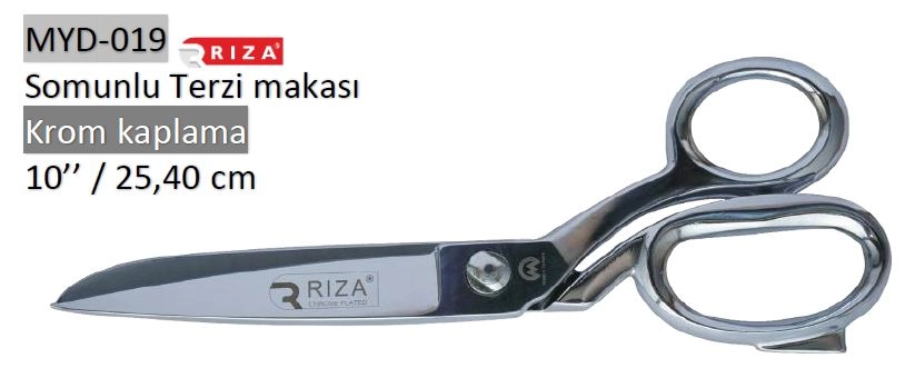 Rıza 6257-10 Krom Kaplama Somunlu Terzi Makası No: 10 – 25,40 cm (MYD-019)