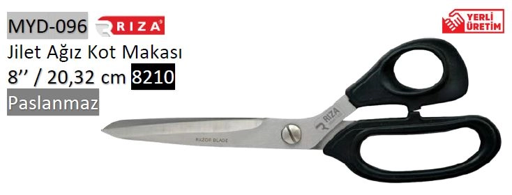 Rıza M-8210 RB Plastik Saplı Jilet Ağız Kot ve Terzi Makası No: 8 – 20,32 cm (MYD-096)