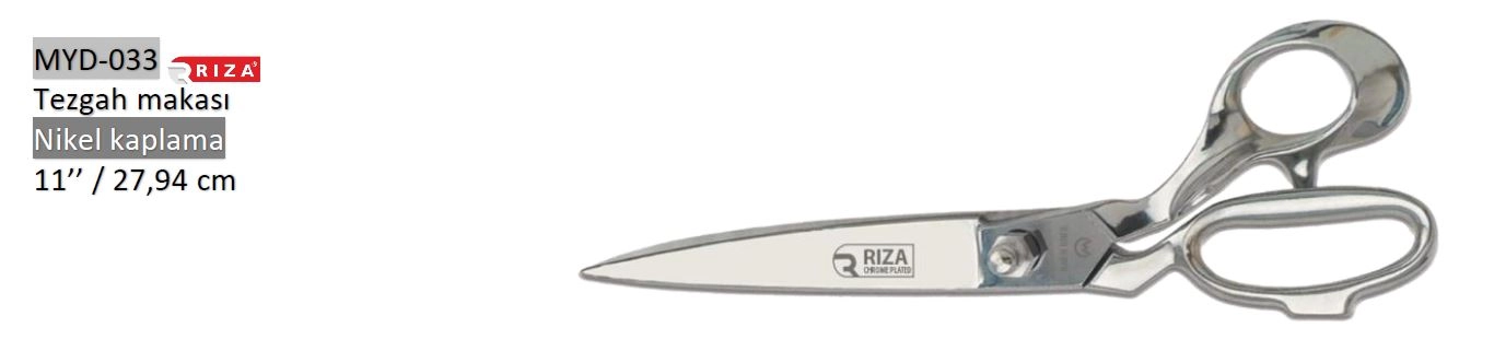 Rıza MYD-030 8257-11 Tezgâh Makası Komple Krom Kaplama 27,94 cm No: 11