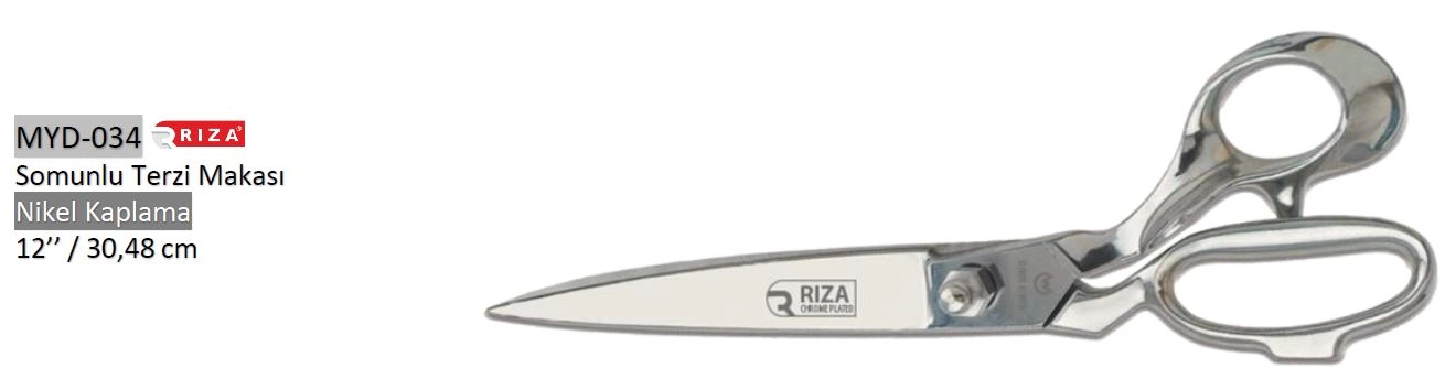 Rıza MYD-031 8257-12 Tezgâh Makası Komple Krom Kaplama 30,48 cm No: 12