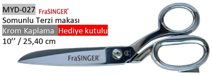 Rıza Özel Üretim Krom Kaplama Kutulu Terzi Makası No: 10 – 25,40 cm (MYD-027)