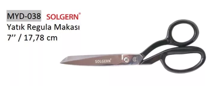 Solgern MYD-038 232-7 Siyah Saplı Yatık Regula Makası 17,78 cm No: 7