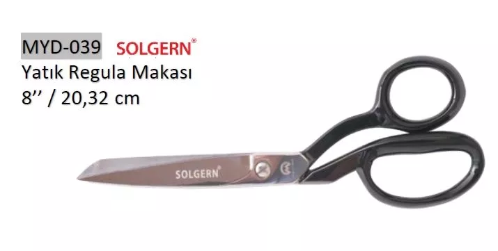 Solgern MYD-039 232-8 Siyah Saplı Yatık Regula Makası 20,32 cm No: 8