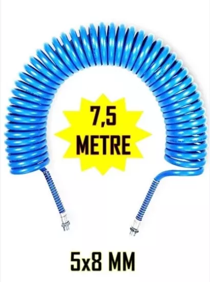 Poliüretan Spiral Hortum Yumuşak, Kırılmaz PU-5X8 7,5 MT Y