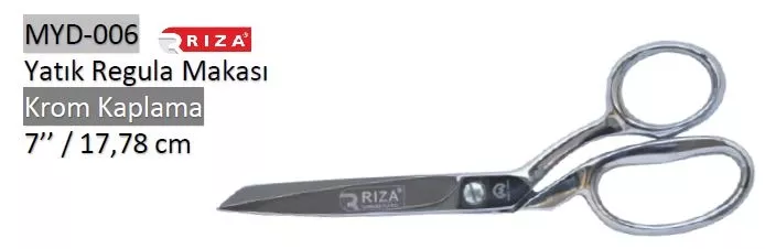 Rıza 3157-7 Krom Kaplama Yatık Regula Makası Süper Kalite No: 7 – 17,78 cm (MYD-006)