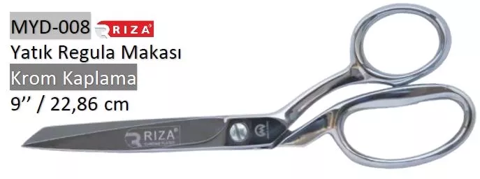 Rıza 3157-9 Krom Kaplama Yatık Regula Makası Süper Kalite No: 9 – 22,86 cm (MYD-008)