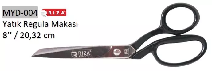 Rıza 4115-8 Siyah Saplı Yatık Regula Makası Ekstra Kalite No: 8 – 20,32 cm (MYD-004)