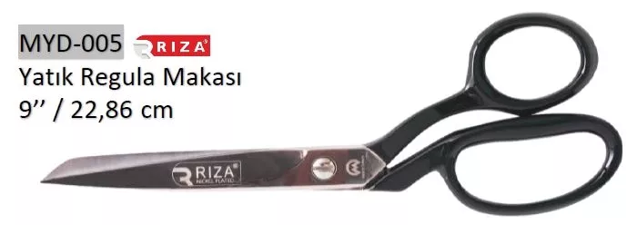 Rıza 4115-9 Siyah Saplı Yatık Regula Makası Ekstra Kalite No: 9 – 22,86 cm (MYD-005)