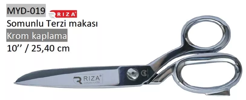 Rıza 6257-10 Krom Kaplama Somunlu Terzi Makası No: 10 – 25,40 cm (MYD-019)
