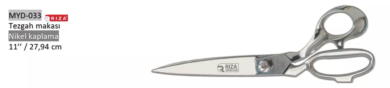 Rıza MYD-030 8257-11 Tezgâh Makası Komple Krom Kaplama 27,94 cm No: 11