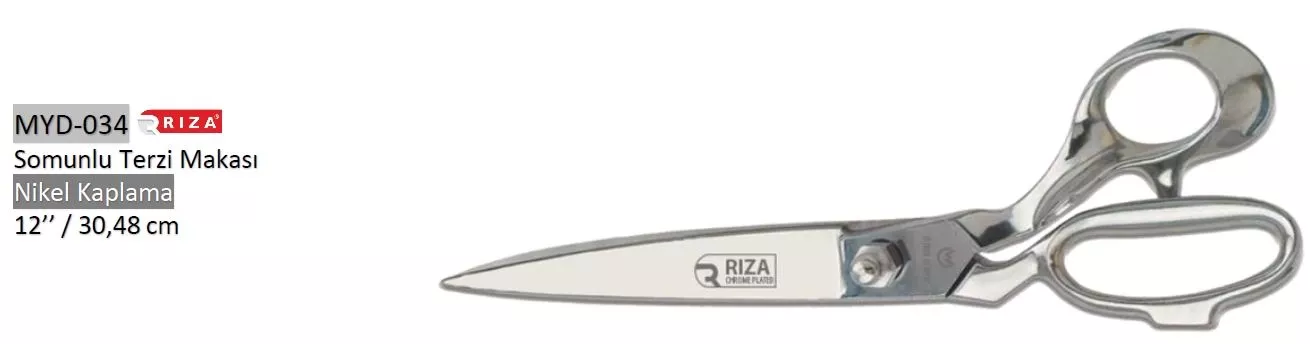 Rıza MYD-031 8257-12 Tezgâh Makası Komple Krom Kaplama 30,48 cm No: 12
