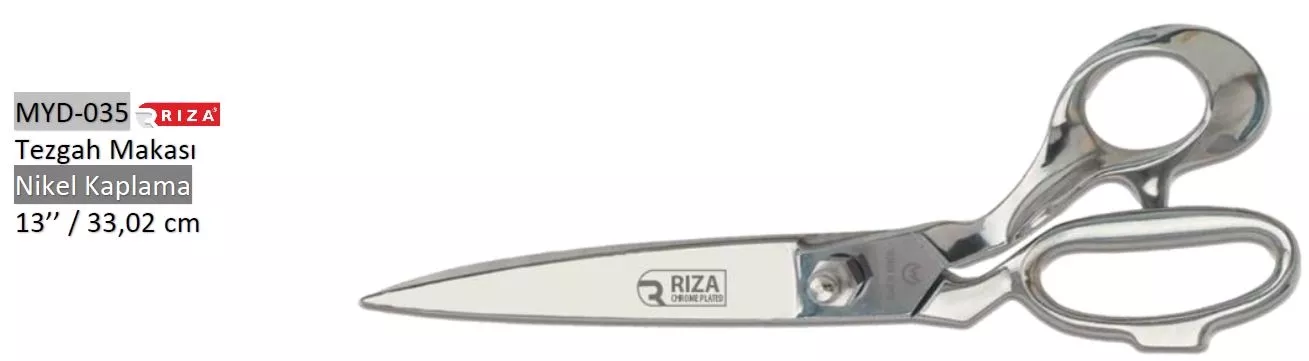 Rıza MYD-032 8257-13 Tezgâh Makası Komple Krom Kaplama 33,02 cm No: 13