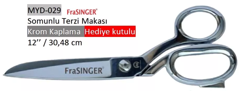 Rıza Özel Üretim Krom Kaplama Kutulu Terzi Makası No: 12 – 30,48 cm (MYD-029)