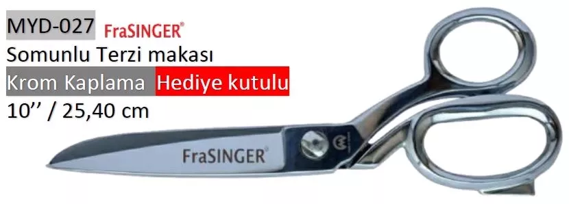 Rıza Özel Üretim Krom Kaplama Kutulu Terzi Makası No: 10 – 25,40 cm (MYD-027)