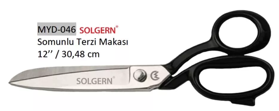 Solgern MYD-046 421-12 Somonlu Terzi Makası Siyah Saplı 30,48 cm No: 12