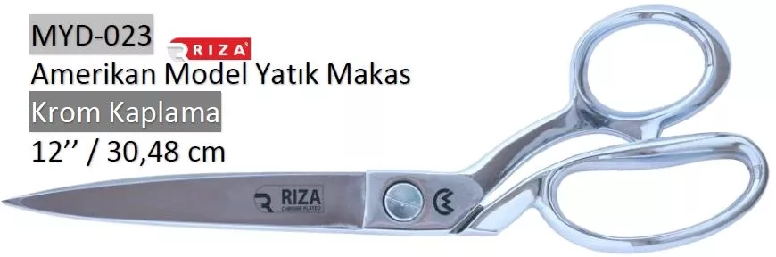 Rıza 7500-12 Full Krom Amerikan Model Yatık Makas Sivri Uçlu No: 12 – 30,48 cm (MYD-023)