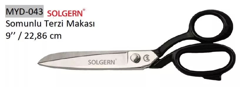Solgern MYD-043 421-9 Somonlu Terzi Makası Siyah Saplı 22,86 cm No: 9