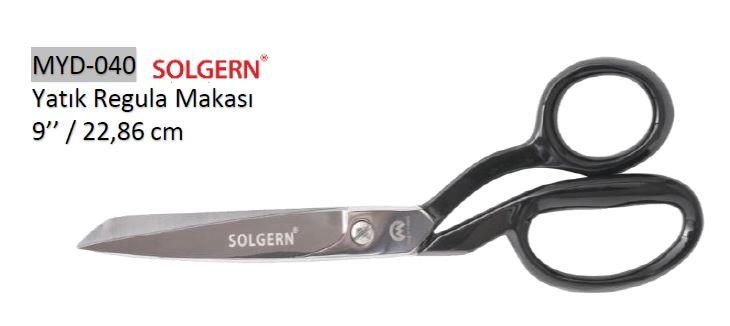 Solgern MYD-040 232-9 Siyah Saplı Yatık Regula Makası 22,86 cm No: 9