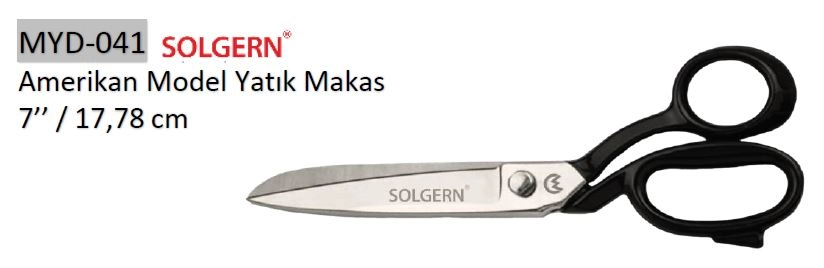 Solgern MYD-041 421-7 Somonlu Terzi Makası Siyah Saplı 17,78 cm No: 7
