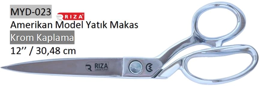 Rıza 7500-12 Full Krom Amerikan Model Yatık Makas Sivri Uçlu No: 12 – 30,48 cm (MYD-023)